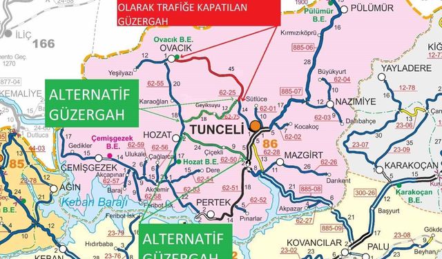 Tunceli-Ovacık yolunda çalışma: Yol trafiğe kapatılacak