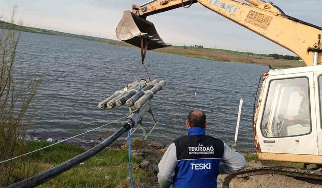 Türkmenli Göletine yüzer terfi istasyonu kuruldu