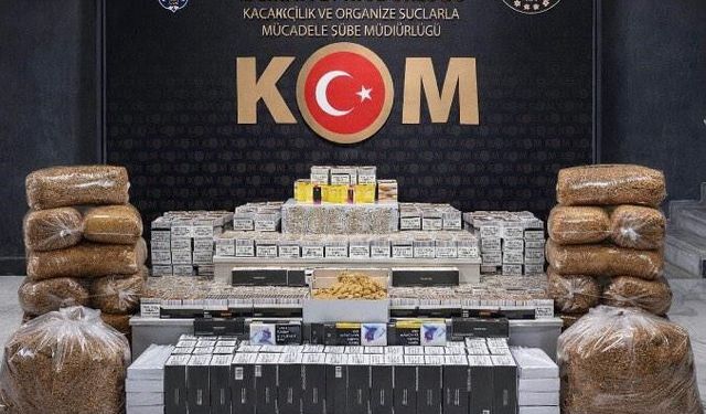 Uşak'ta çok sayıda kaçak makaron ve tütün ele geçirildi