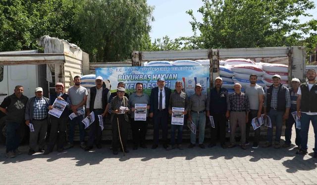 Aydın Büyükşehir'den Didim'de üreticilere yem desteği