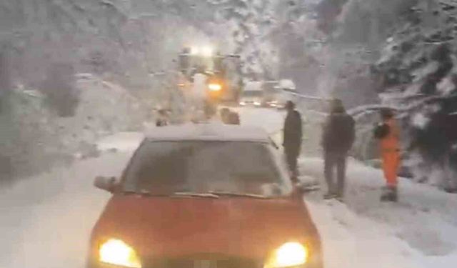 Bolu-Kıbrıscık yolunda mayıs ayında kar esareti