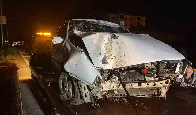 Karaman'da otomobil aydınlatma direğini devirdi: 1 yaralı