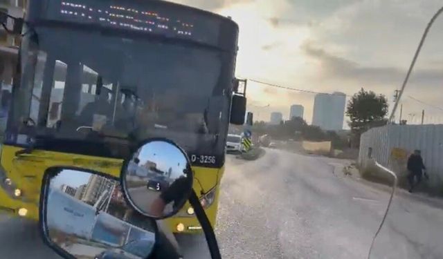 Kartal'da korku dolu anlar: İETT otobüsü kırmızıda geçti, motosikletli son anda durabildi