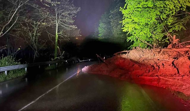 Ordu'da heyelan nedeniyle yol ulaşıma kapandı