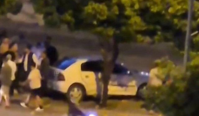 Otomobil, sulama kanalı korkuluğuna çarpıp asılı kaldı