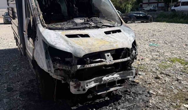 Siirt'te park halindeki kamyonet yandı