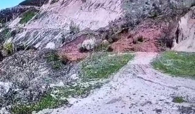 Tokat'ta heyelan güvenlik kamerasına yansıdı