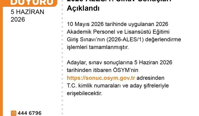 ALES sonuçları açıklandı