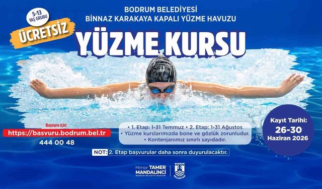 Bodrum Belediyesinden çocuklara ücretsiz yüzme kursu