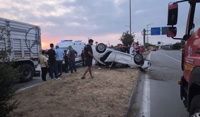 Dörtyol'da takla atan otomobilin sürücüsü yaralandı