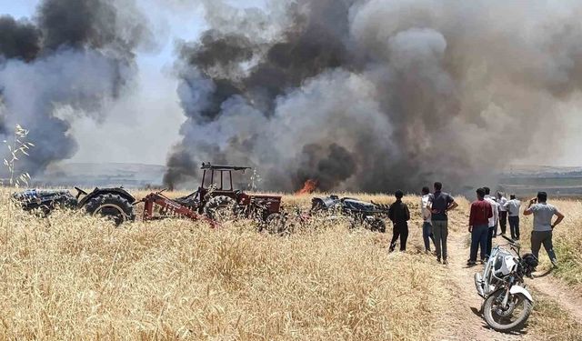 Gaziantep'te 400 dönüm ekili alan alev alev yandı