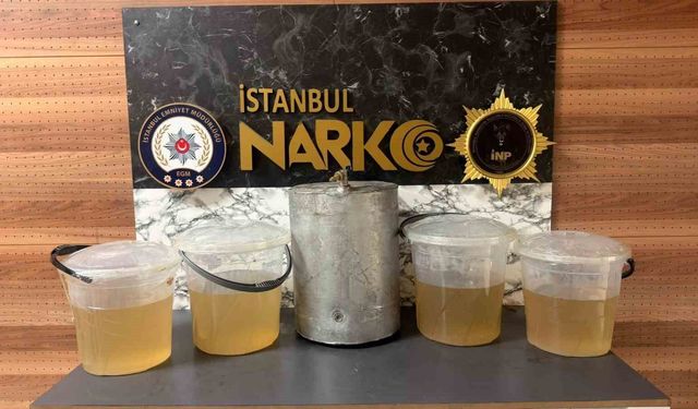 Güngören'de uyuşturucu operasyonu: Alüminyum kazandan 40 kilo sıvı metamfetamin çıktı