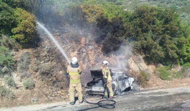 İzmir'de otomobil yangını korkuttu