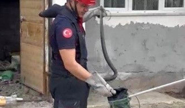 Osmaniye'de evin bahçesinde görülen yılan yakalandı
