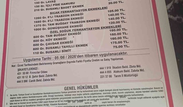 Samsun'da ekmek 17,5 TL oldu