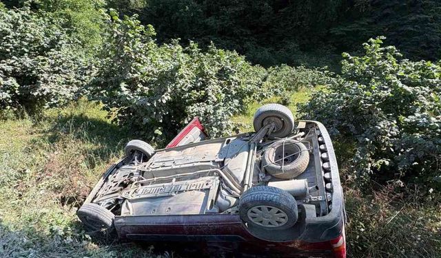 Takla atan otomobilden sağ çıktı