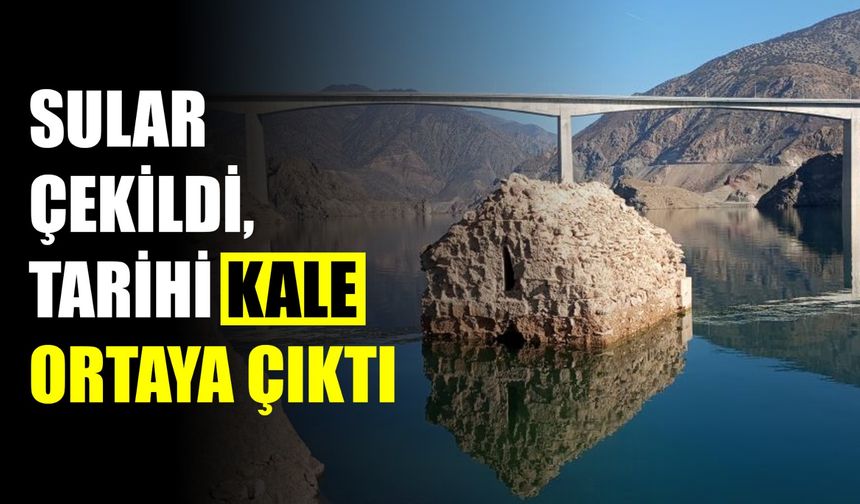 Sular çekildi, tarihi kale ortaya çıktı