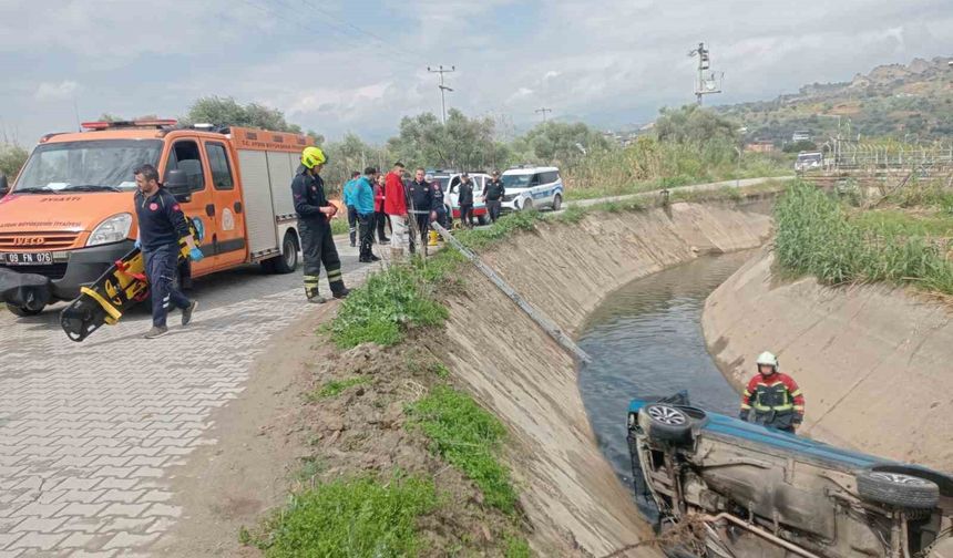 Aydın'da otomobil sulama kanalına uçtu: 1 yaralı