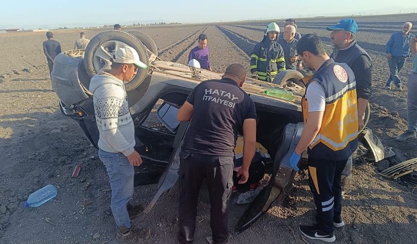 Hatay'da bir otomobil takla attı: 1 yaralı