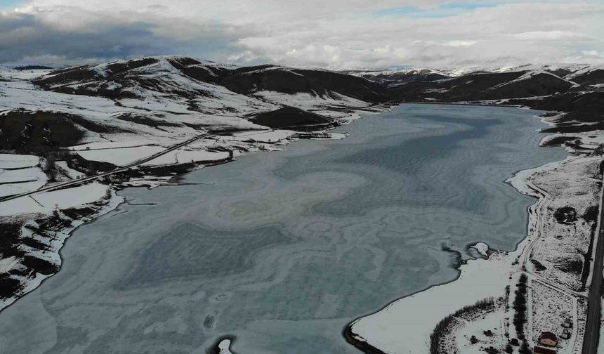 Sadak Baraj Gölü buz tuttu