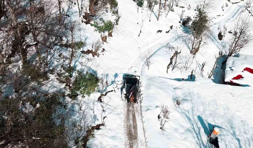 Giresun'un yüksek kesimlerinde karla mücadele sürüyor