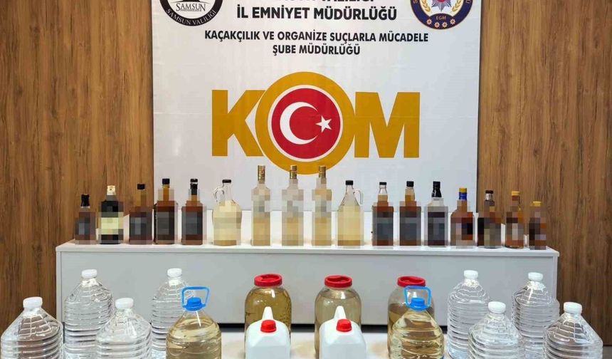 Samsun'da 90 litre sahte içki ve eti alkol ele geçirildi