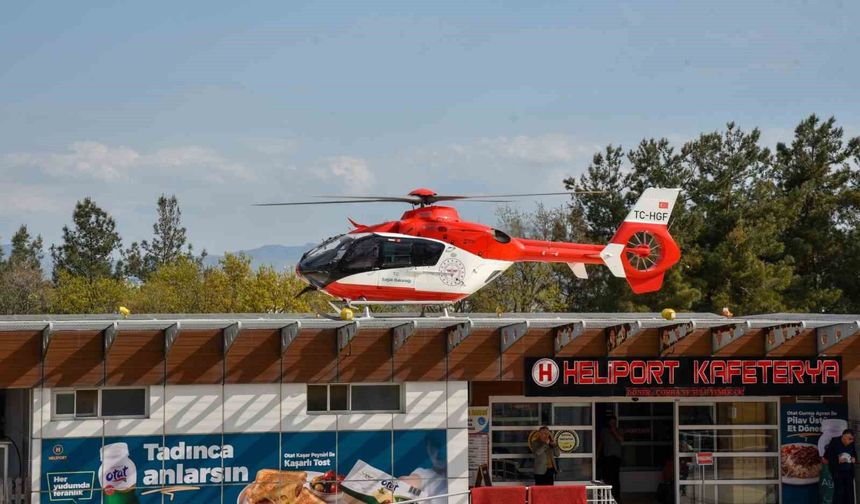 Baygın haldeki genç kızın yardımına ambulans helikopter yetişti