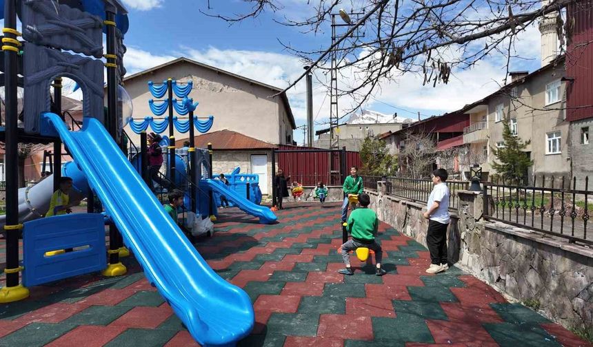Beytüşşebap Kaymakamı Taşkıran, çocuklar için oyun parkı kurdu