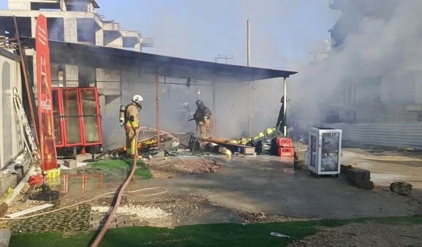 Defne'de iş yeri alevlere teslim oldu