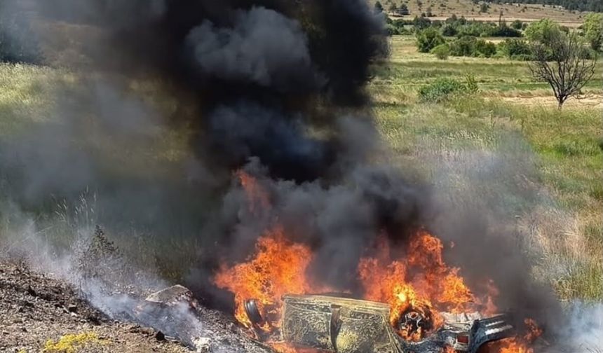 Kütahya'da takla atan otomobil alev aldı: 5 yaralı