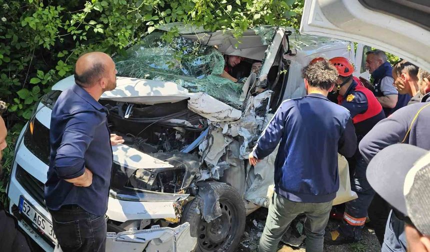 Ordu'da çöp kamyonu ile ticari araç kafa kafaya çarpıştı: 1 yaralı