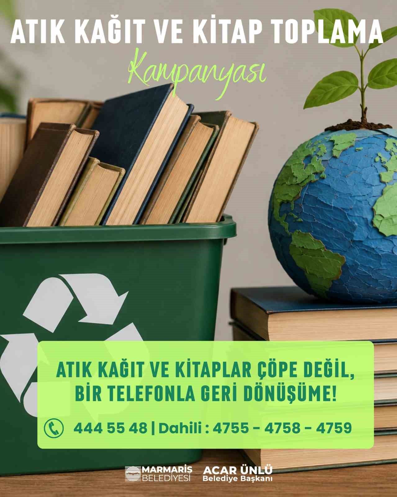 Marmaris'te atık kağıt ve kitaplar geri dönüşüme kazandırılıyor